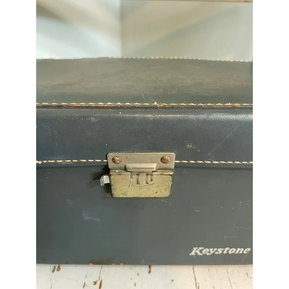 Vintage Keystone Camera Case Gray Hard Shell Carrying Bag with Strap 8
